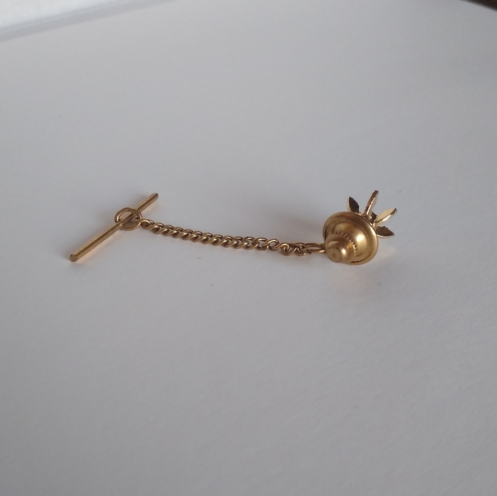 Tie Tack Gold Tone Starburst 1970s Mad Men Style One-of-a-Kind Vintage Gift - Picture 6 of 9